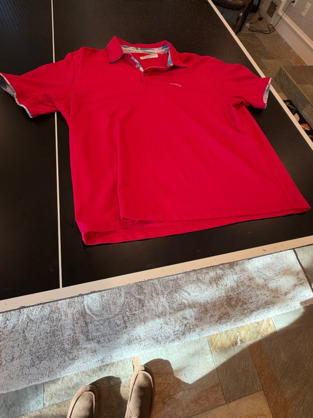 Tommy Bahama Men’s Fucshia Polo Shirt Tropical Trim Short Sleeve XL